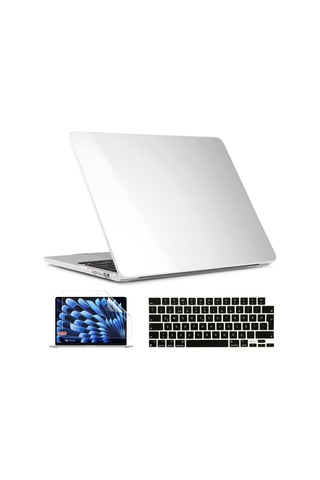 Novstrap  Macbook Air 15 İnç A2941 İle Uyumlu Kristal Parlak Kılıf + Siyah Klavye Kılıfı +film Karışık Çok Renkli
