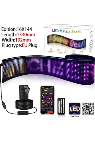 16x144 Matrix Led Panel Cama Yapışan Telefon Kontrollü Led Lamba