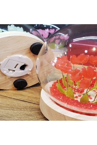 Led Işıklı Lale Cam Fanus Mavi