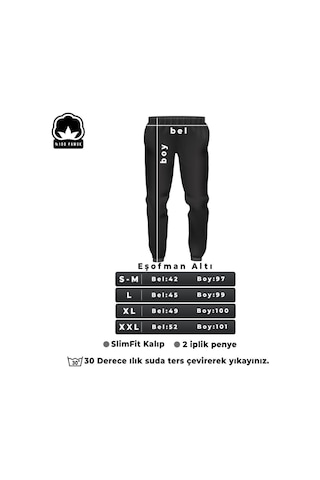 Uyguntarz Unisex Baskılı Eşofman Altı siyah