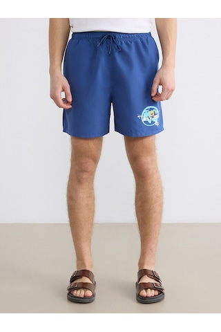 Lcw Swımwear Mavi Sünger Bob Baskılı Erkek Deniz Şortu
