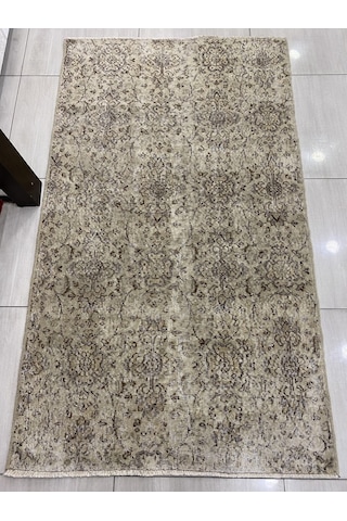 El Dokuma Eskitme 120X205 Krem Naturel %100 Yün Vintage Halı ! Krem