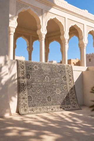 Vivanni Home Ashlynn Polyester Vintage Halı Pamuk Atkı Tabanlı Modern Dokuma Ev Halısı Gri