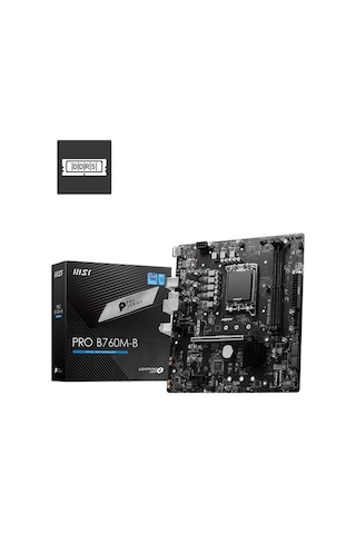 Msı Pro B760m-b Ddr4 4800mhz 1xhdmı 1xm.2 Usb 3.2 Matx 1700p 12. / 13. Ve 14. Nesil İşlemci Uyumlu