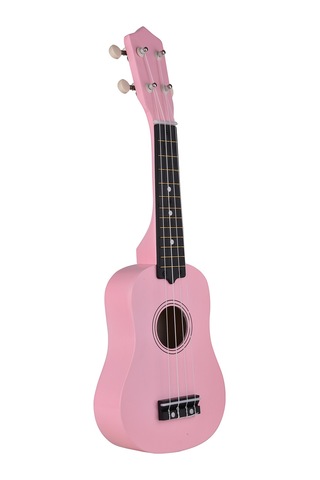 Yaozixa 21 İnç Ahşap Ukulele - Çalınabilir Kısa Gitar - Pembe Renk