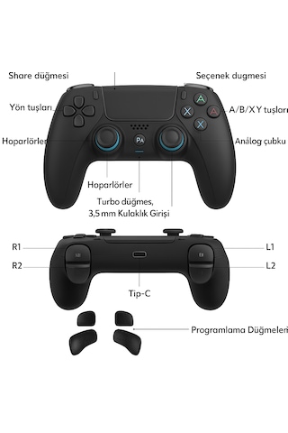 Ps-4 İçin Kablosuz Kontrol Cihazı Çift Titreşimli Rgb Led Gamepad