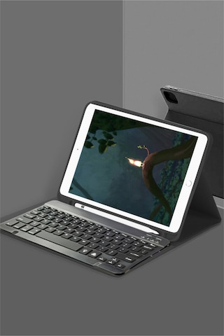 iPad Pro 12.9 Uyumlu Smart Klavyeli Tablet Kılıfı Manyetik Standlı Otomatik Uyanma Siyah