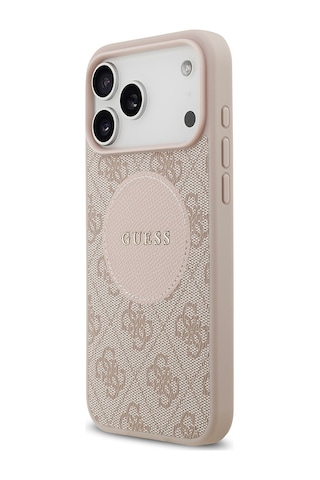 Apple Uyumlu iPhone 17 Pro Max Kılıf Guess Lisanslı M-safeli Yazı Logolu Circle Classic Kapak Pembe Pembe