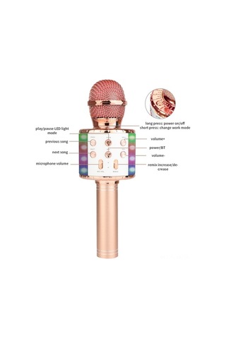 Besthome1 Bluetooth Mikrofon, Led Işıklı Kablosuz Kayıt, Mobil Karaoke