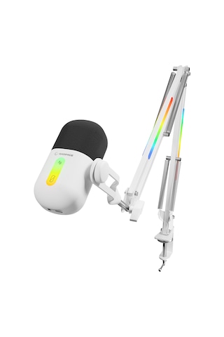 Arpej Rgb Masa Standlı Ses Göstergeli Dokunmatik Oyuncu Mikrofonu Yayıncı Mikrofonu Gaming Beyaz Siyah - ÜRün siyah