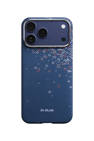 İphone 17 Pro Uyumlu Kılıf M-safe Şarjlı Aramid Fiber Pitaka Sakura Hours Serisi Kapak Lacivert