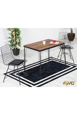 Avvio Royal Yemek Masa Takımı Mutfak Masası Cafe Masası 2 Tel Sandalye 1 Masa - Ceviz Akça