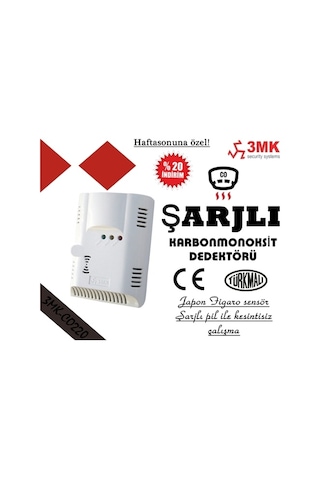 3Mk-Co220 Karbonmonoksit Co Gaz Dedektörü 220V Şarjlı Pilli