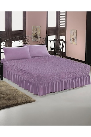 StarMall Bürümcük Etekli Çarşaf Yatak Örtüsü Lastikli 1 Adet Lila