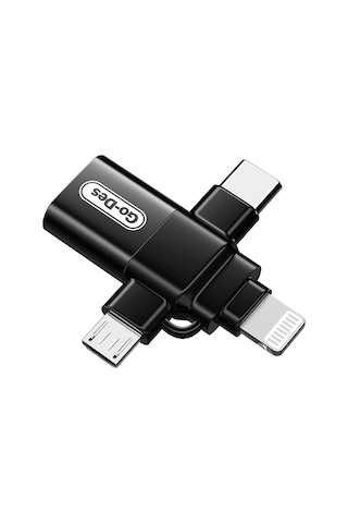 Go Des Gd-ct196 4in1 Type-c+lightning+micro+usb3.0 Otg Dönüştürücü Adaptör Siyah