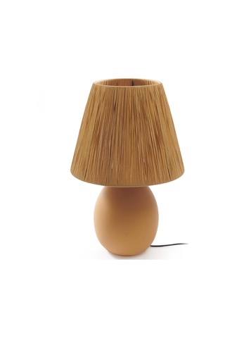 Hmyy Design Rond Seramik Abajur - Hardal / Sarı - 37x24x24 Cm Çok Renkli