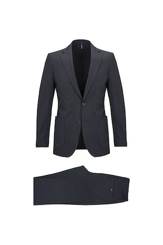 Hatemoğlu Lacivert Slim Fit Çizgili Mono Yaka Takım Elbise