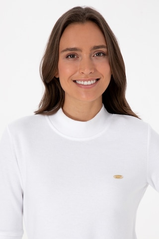 U.S. Polo Assn. Kadın Beyaz Düğme Detaylı Balıkçı Yaka Sweatshirt 50314156-VR013