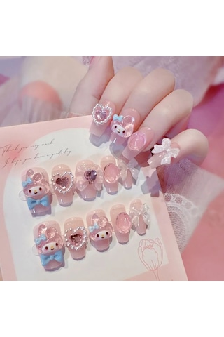 Reedark Şık Ve Pratik Yapıştırma Tırnak Seti - 24 Parça Parlak Desenli Manikür