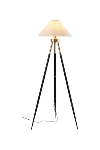 Cosby Siyah-gold Kaplamalı Tripod Metal 3 Ayaklı Lambader Krem