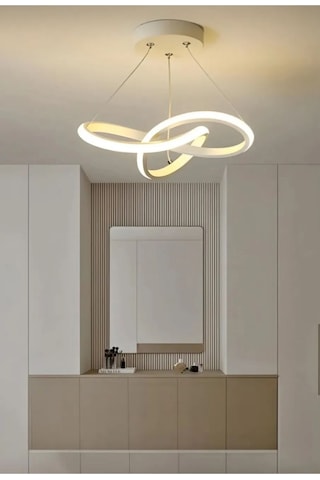 Modern Tasarım White Swan Plafonyer Led Avize Beyaz Gövde Salon Mutfak Hol Oturma Odası Avizesi Beyaz