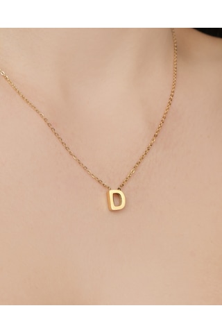 Lekka Design Kadın Kararmaz Çelik Takı D Harf Kolye