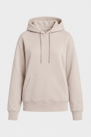 TOMMYLIFE Bej Standart Kapüşonlu Kanguru Cepli Basic Kadın Sweatshirt - 97321
