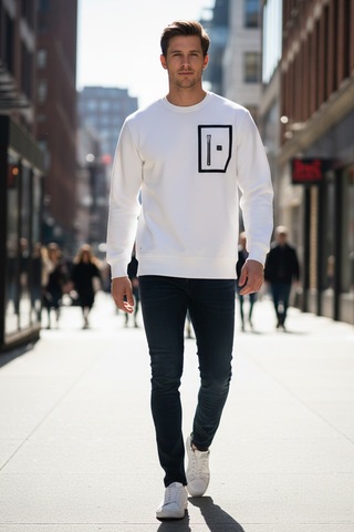 Remsa Erkek Fermuar Detay Bisiklet Yaka Pamuklu Sweatshirt 24722 Ekru Ekru