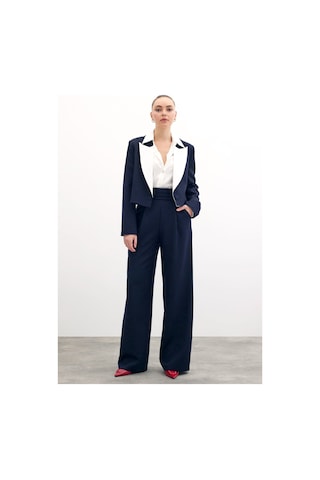 Sateen Bel Detaylı Cepli Pantolon - Lacivert-133701 Lacivert
