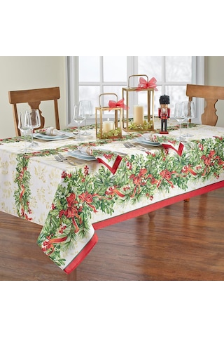 Lexroo Home Fashions Holly Traditions Masa Örtüsü, Kumaş, Dikdörtgen, 152,4 X 304,8 Cm, Çok Renkli