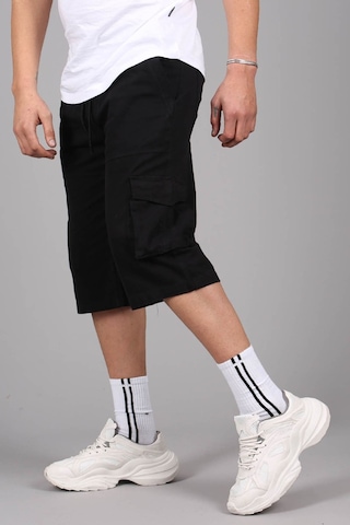 Madmext Siyah Gabardin Kargo Cep Erkek Kapri Şort 5754