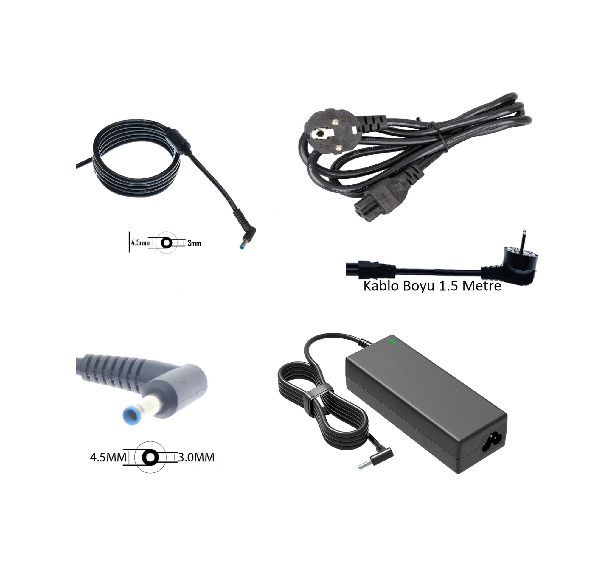 90w, 19.5v 4.62a - Mavi Uçlu - İnce Pinli Hp Uyumlu 14-dv0001nt Adaptör, Şarj Aleti