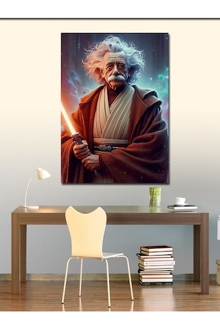Kanvas Tablo Albert Einstein Ve Işın Kılıcı 70cmx100cm