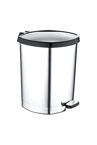 Ayak Pedallı Gri-metal Görünümlü Çöp Kovası 20 Litre Büyükboy Çıkabilen İç Kova Ø33 H:40 Geniş Hazne Çok Renkli