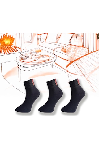 Silk Step 3'lü Paket , Siyah , Orta Uzun Konç Termal Çorap 3 Çift Siyah Siyah