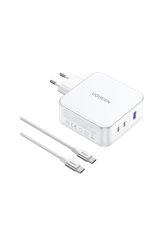Ugreen Nexode 140w Gan 3 Portlu Hızlı Şarj Cihazı 1xusb-a, 2xusb-c Qc 4.0 Pd 3.1, Beyaz, 15339