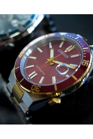 Citizen Tsuyosa Shore Coral Red Nj0234-58x Otomatik Erkek Kol Saati Metalik Gri