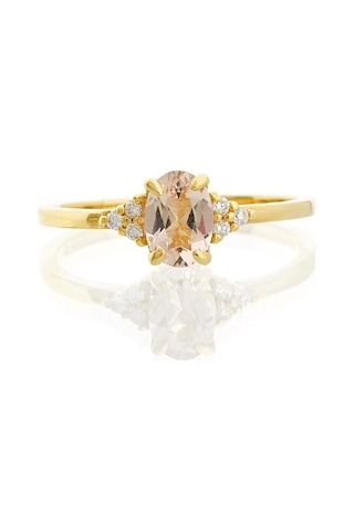 Morganite Oval Tektaş Pırlanta Yüzük