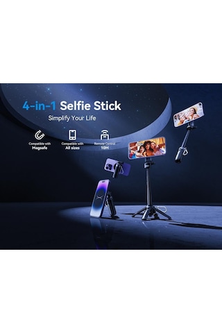 Ss22 Tripod Manyetik Bluetooth Özellikli Selfie Çubuğu - 360 Dönebilen Profesyonel Vlog Standı