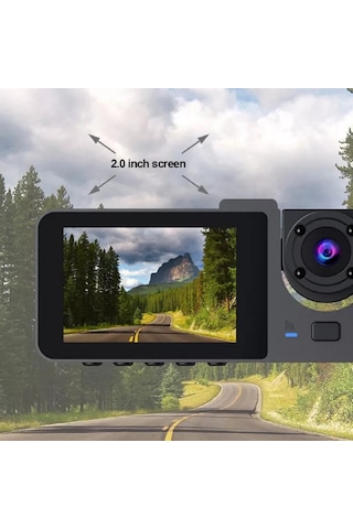 2 İnç 3 Kameralı 1080p Yol Kayıt Araç Kamerası Araç Kamera