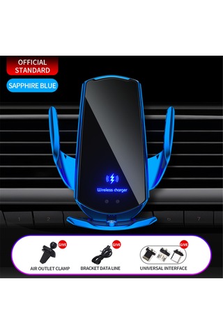 Monyee Mavi Araç İçin 15w Kablosuz Şarjlı Akıllı Sensörlü Telefon Tutucu, 360 Derece Döner, Otomatik Açılma-kapama, Navigasyon Ve Araç İç Gereci