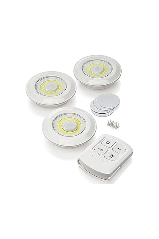 Uzaktan Kumandalı 3 Lü Spot Led Lamba Kablosuz Pilli Işıldak Dolap Işığı Mutfak Rafı Işığı - Fc086 Çok Renkli