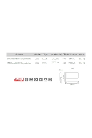 Lamptime 30 Watt Led Projektör Gunışığı Işık 252303