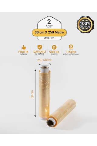 2 Adet 30cm X 250mt Gıda Streç Film Yemekçiler Çiğ Köfteciler Ve Şarküteriler Için 1.kalite 2 Adet 30cm X 250mt Gıda Streç Film Yemekçiler Çiğ Köfteciler Ve Şarküteriler Için 1.kalite