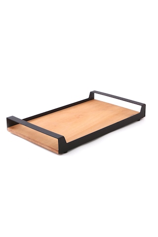 Industrial Living Tepsi- Dekoratif Sofra Tepsi- Ev Ahşap Tepsi... Ceviz