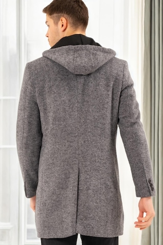 Plt9376 Dewberry Erkek Palto-desenli Gri Desenli Gri