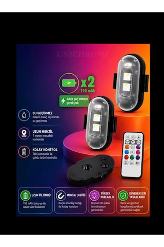 Kablosuz Ayak Altı Led Şarjlı 2 Adet Su Geçirmez Kolay Kontrol 0