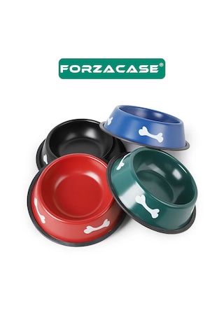 Forzacase 16 Cm 250 Ml Kediler Ve Köpekler İçin Taşınabilir Pratik Metal Mama Ve Su Kabı - Fc1174