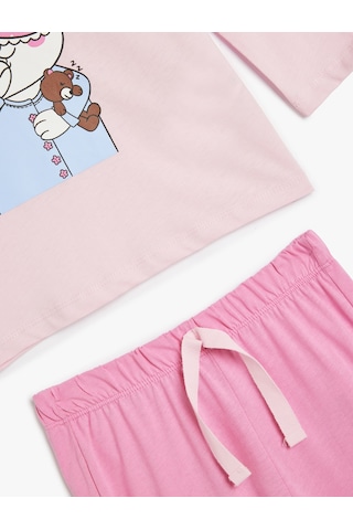Koton Pijama Takımı Tavşan Baskılı Uzun Kollu Pamuklu Pembe 5wlk40017mk Gülkurusu