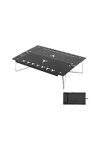Jeehugo Siyah Taşınabilir Alüminyum Kamp Masağı - Hızlı Açılabilir, 15kg Yük Kapasitesi, Çantalı - Doğa Yürüyüşü, Piknik, Bilgisayar Kullanıma Uygun Siyah